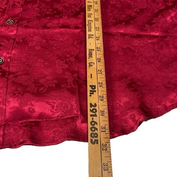 Coofandy Solid Red Floral Design Button Down Long Sleeve Blouse Ladies Size XXXL - Picture 10 of 10